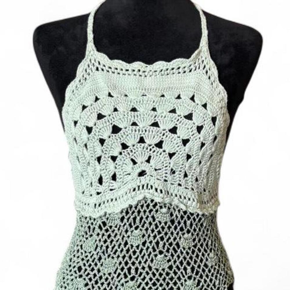 Urban Outfitters Sage Crochet Halter Top – Boho Festival Knit S